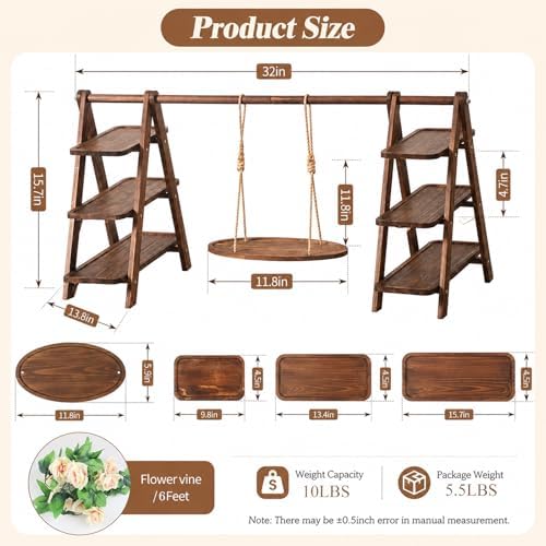 Vintage Wooden Three-Tier Cupcake Stand, Foldable Dessert Tower in Wood, alternate view 2
