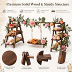 Vintage Wooden Three-Tier Cupcake Stand, Foldable Dessert Tower in Wood, alternate view 5