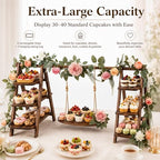 Vintage Wooden Three-Tier Cupcake Stand, Foldable Dessert Tower in Wood, alternate view 6