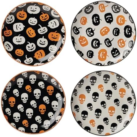 Vintro Halloween 4-Piece Accent Plates, Appetizer Plate Set for 4 in 4 Count in Accent Plates