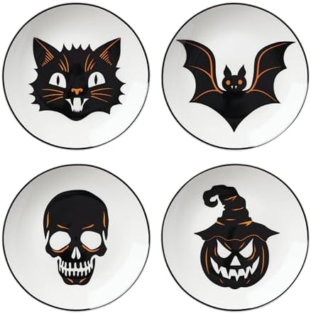 Vintro Halloween Tidbit Plates Set Of 4, Service For 4 in 4 Count in Ivory