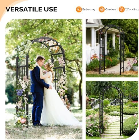 Vinyl Garden Arbor, PVC Wedding Arch for Ceremony Party, Garden Trellis for Climbing Plants Outdoor, Arch, alternate view 4