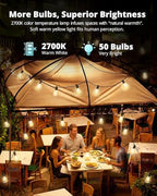 VIPAR Outdoor String Lights,100FT LED Patio Lights Waterproof 52 ST38 Bulbs, alternate view 4