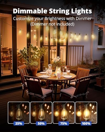 VIPAR Outdoor String Lights,25FT LED Patio Lights Waterproof 11 ST38 Bulbs, alternate view 4