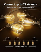 VIPAR Outdoor String Lights,25FT LED Patio Lights Waterproof 11 ST38 Bulbs, alternate view 5