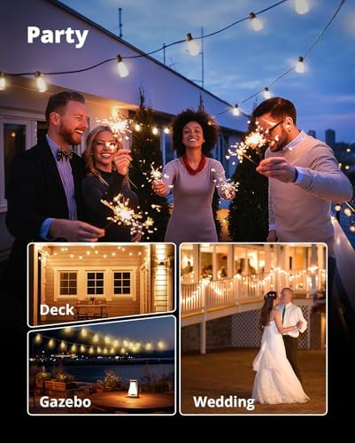 VIPAR Outdoor String Lights,25FT LED Patio Lights Waterproof 11 ST38 Bulbs, alternate view 6