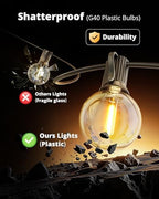 VIPAR Outdoor String Lights,30FT 13 G40 Patio Lights Waterproof for Balcony, alternate view 5