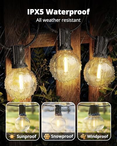 VIPAR Outdoor String Lights,30FT 13 G40 Patio Lights Waterproof for Balcony, alternate view 6