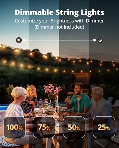 VIPAR Outdoor String Lights,60FT 32 G40 Patio Lights Waterproof for Outside, alternate view 2