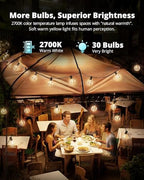 VIPAR Outdoor String Lights,60FT 32 G40 Patio Lights Waterproof for Outside, alternate view 4