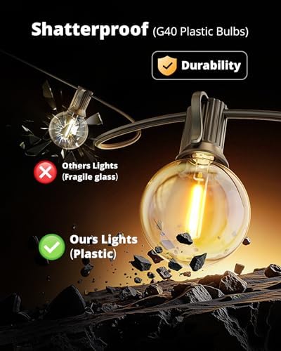VIPAR Outdoor String Lights,60FT 32 G40 Patio Lights Waterproof for Outside, alternate view 5