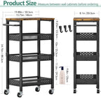 Vivihomety 4-Tier Laundry Utility Rolling Cart with Wheels, Metal, alternate view 2