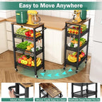 Vivihomety 4-Tier Laundry Utility Rolling Cart with Wheels, Metal, alternate view 5