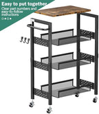 Vivihomety 4-Tier Laundry Utility Rolling Cart with Wheels, Metal, alternate view 6