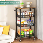 Vivihomety 4-Tier Laundry Utility Rolling Cart with Wheels, Metal, alternate view 7