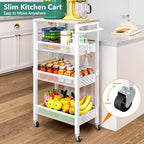 Vivihomety 4-Tier Laundry Utility Rolling Storage Cart with Wheels, Metal, alternate view 3