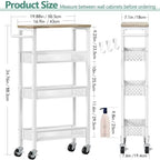 Vivihomety 4-Tier Slim Utility Rolling Laundry Cart with Wheels, Metal, alternate view 2