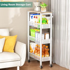 Vivihomety 4-Tier Slim Utility Rolling Laundry Cart with Wheels, Metal, alternate view 6
