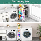 Vivihomety 4-Tier Slim Utility Rolling Laundry Cart with Wheels, Metal, alternate view 7