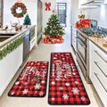 Voanos Buffalo Plaid Christmas Kitchen Decor - Red Truck Xmas Decorations for Bathroom, Floor, Living Room