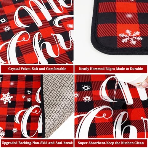 Voanos Buffalo Plaid Christmas Kitchen Decor - Red Truck Xmas Decorations for Bathroom, Floor, Living Room, alternate view 4