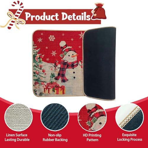 Voanos Christmas Snowman Let it Snow Doormat, Decor Low-Profile Floor Mat for Indoor Outdoor, Cute Christmas, alternate view