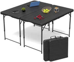VSOAEIL 4 FT Folding Table 2 Pack Plastic Foldable Table Adjustable Height