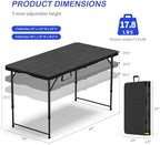 VSOAEIL 4 FT Folding Table 2 Pack Plastic Foldable Table Adjustable Height, alternate view 2