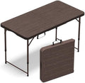 VSOAEIL 4 FT Folding Table, Small Plastic Foldable Table Adjustable Height