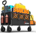 Wagons Carts Foldable,120L Collapsible Wagon Cart with Wheels, Black in Black