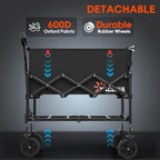 Wagons Carts Foldable,120L Collapsible Wagon Cart with Wheels, Black in Black, alternate view 6