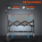 Wagons Carts Foldable, 120L Collapsible Wagon Cart with Wheels, Grey in Grey, alternate view 6