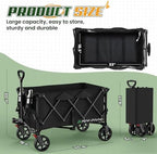 Wagons Carts Foldable, Collapsible Wagon with Wheels,450LBS Heavy Duty Beach Wagon Cart, Lightweight Portable, alternate view