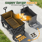 Wagons Carts Foldable, Collapsible Wagon with Wheels,450LBS Heavy Duty Beach Wagon Cart, Lightweight Portable, alternate view