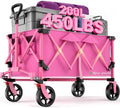 Wagons Carts Foldable, Collapsible Wagon with Wheels,450LBS Heavy Duty Beach Wagon Cart, Lightweight Portable