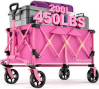 Wagons Carts Foldable, Collapsible Wagon with Wheels,450LBS Heavy Duty Beach Wagon Cart, Lightweight Portable