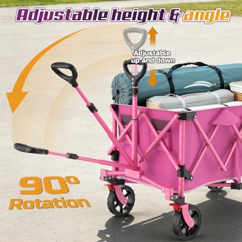 Wagons Carts Foldable, Collapsible Wagon with Wheels,450LBS Heavy Duty Beach Wagon Cart, Lightweight Portable, alternate view