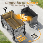 Wagons Carts Foldable, Collapsible Wagon with Wheels,450LBS Heavy Duty Beach Wagon Cart, Lightweight Portable, alternate view