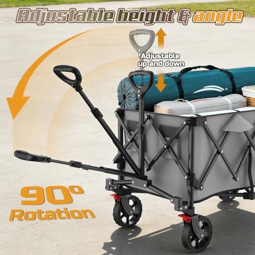 Wagons Carts Foldable, Collapsible Wagon with Wheels,450LBS Heavy Duty Beach Wagon Cart, Lightweight Portable, alternate view