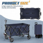 Wagons Carts Foldable, Collapsible Wagon with Wheels,450LBS Heavy Duty Beach Wagon Cart, alternate view 2