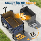 Wagons Carts Foldable, Collapsible Wagon with Wheels,450LBS Heavy Duty Beach Wagon Cart, alternate view 3