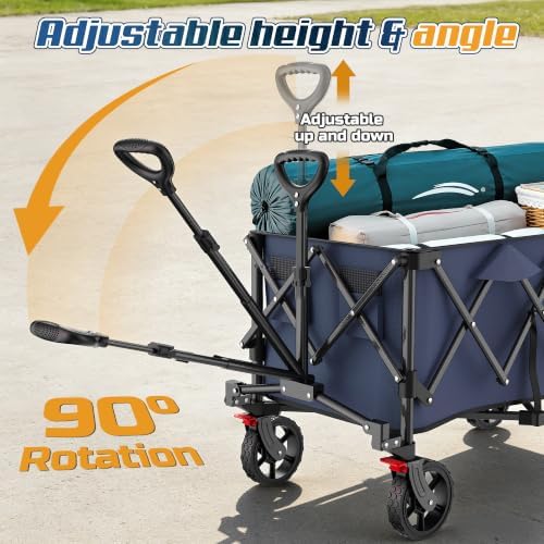Wagons Carts Foldable, Collapsible Wagon with Wheels,450LBS Heavy Duty Beach Wagon Cart, alternate view 7