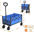 Wagons Carts Foldable, Utility Beach Grocery Wagon with Wheels, Blue in Blue, alternate view 2