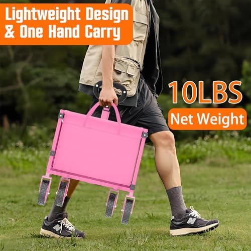 Wagons Carts Foldable, Utility Beach Grocery Wagon with Wheels, Pink in Pink, alternate view 5