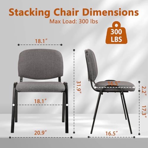 Waiting Room Chairs Fabric Stackable Chair Metal Frame with Lumbar Support and Thickened Seat Cushion for, alternate view 3