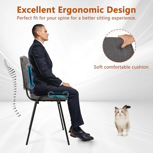 Waiting Room Chairs Fabric Stackable Chair Metal Frame with Lumbar Support and Thickened Seat Cushion for, alternate view 4