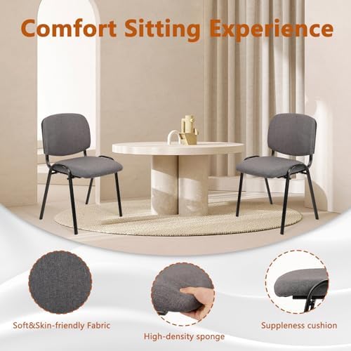 Waiting Room Chairs Fabric Stackable Chair Metal Frame with Lumbar Support and Thickened Seat Cushion for, alternate view 5