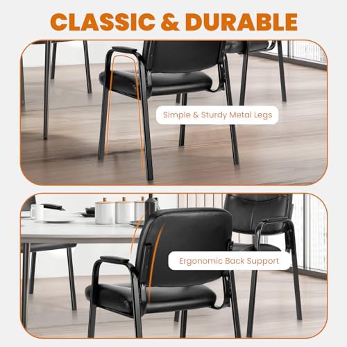 Waiting Room Chairs Set of 2, Side Guest Chairs for Conference in Black-s, alternate view 5