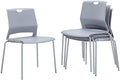 Waiting Room Chairs Set of 4, Grey Stack Chairs with Back, Stacking Chairs with Metal Legs