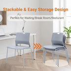 Waiting Room Chairs Set of 4, Grey Stack Chairs with Back, Stacking Chairs with Metal Legs, alternate view 5